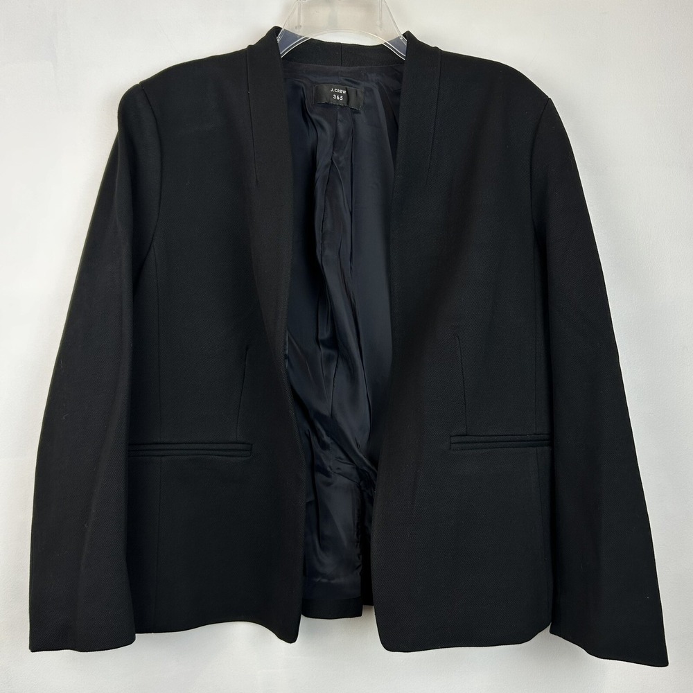 J Crew 365 Blazer Womens 14 ? Black Open Lined Pockets Office Funeral Read